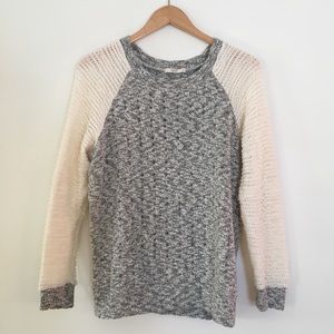 Le Lis Grey and Cream Baseball-Style Sweater